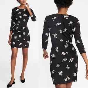 Old Navy Black Floral Ponte Sheath Dress NWT